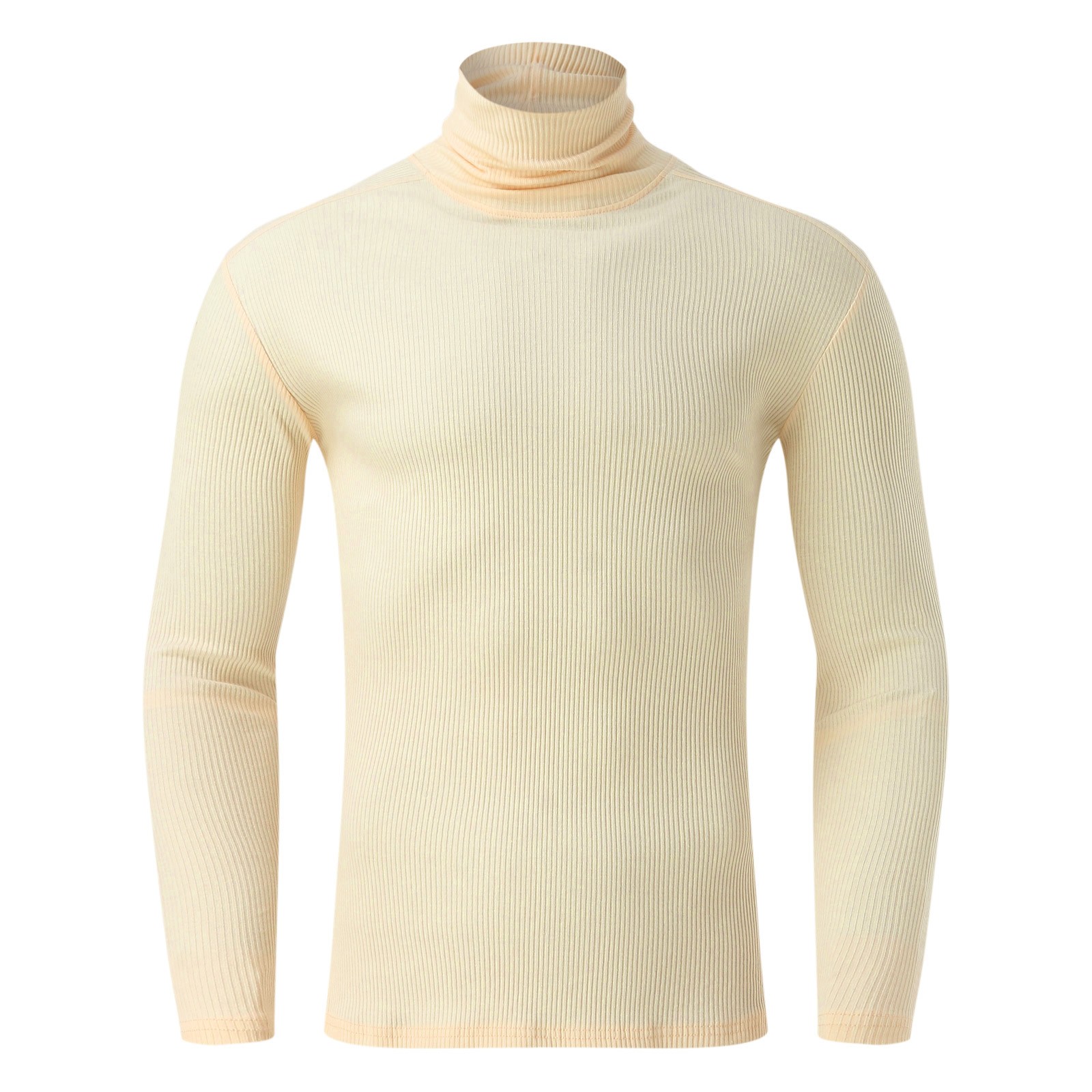 thumbnail image 4 of Camiseta de manga larga y cuello alto para hombre: color liso, corte ajustado, tejido elástico, para uso informal en primavera/verano., 4 of 7